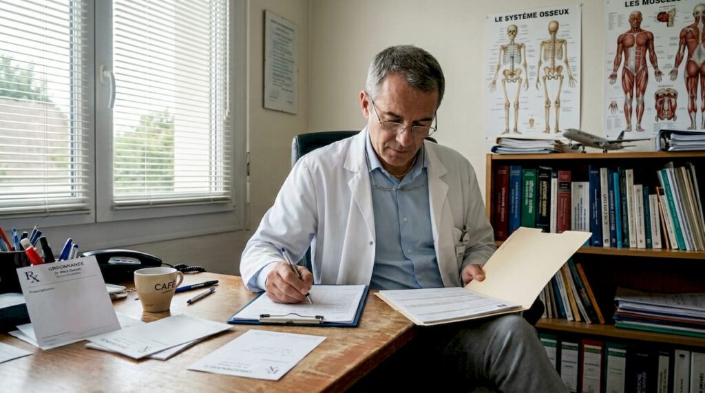 Médecin exerçant au sein d’un cabinet médical lors des consultations
