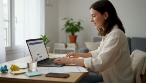 Futur PNC en pleine préparation de son dossier d’éligibilité depuis chez lui