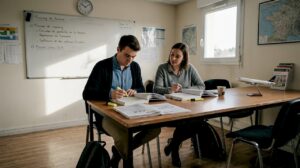 Des candidats préparent les exigences du CCA en salle de cours.